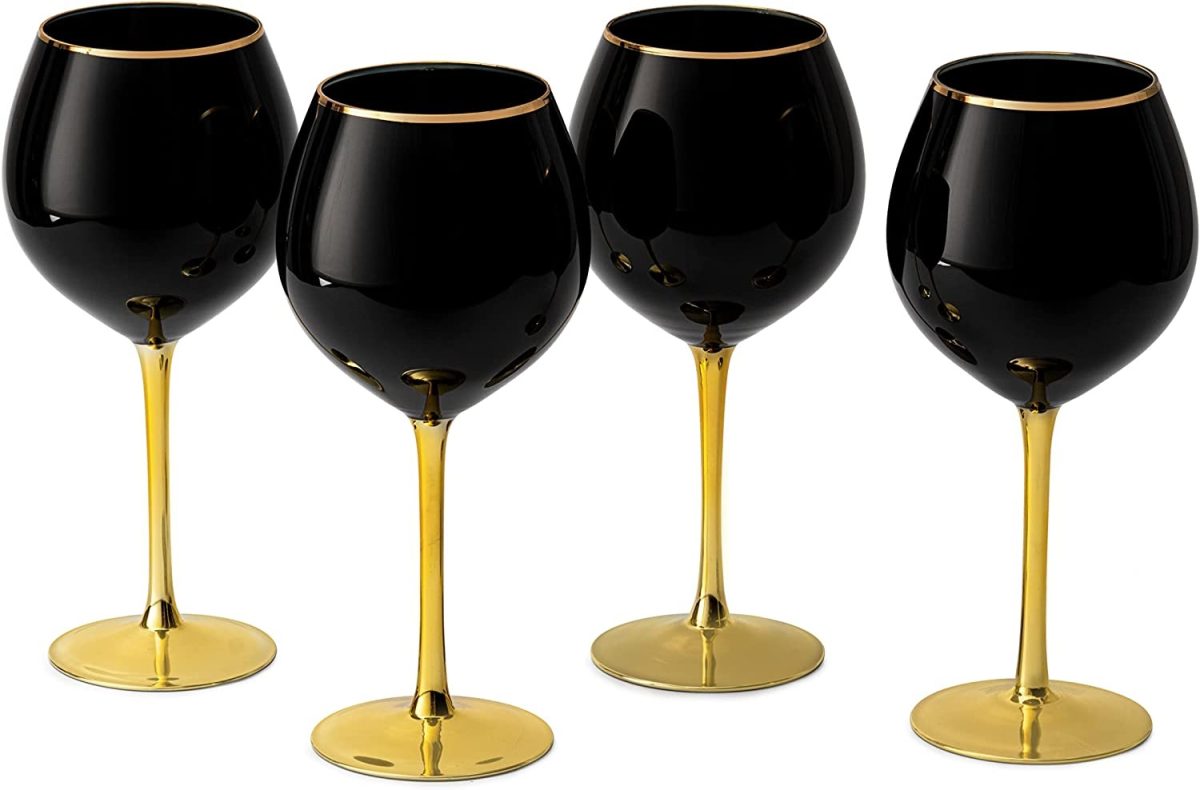 Black 12 oz Stemless Wine Goblets (6 Count)