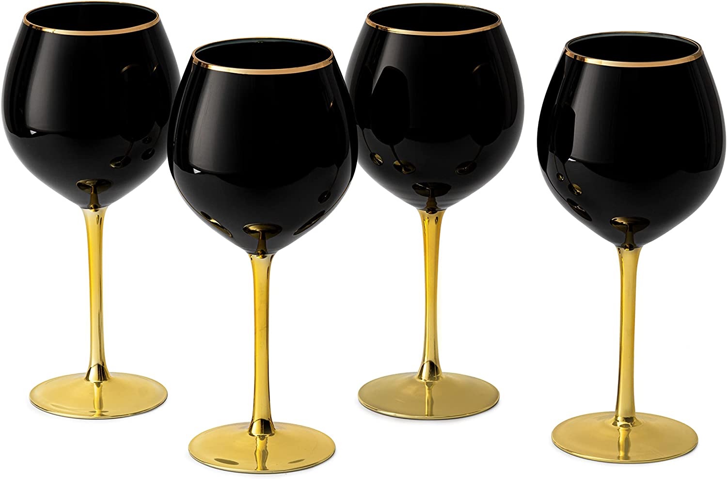 Matte Black & Gold Tone Plated Martini Glasses, Cocktail Stemmed Glass, Set  of 4
