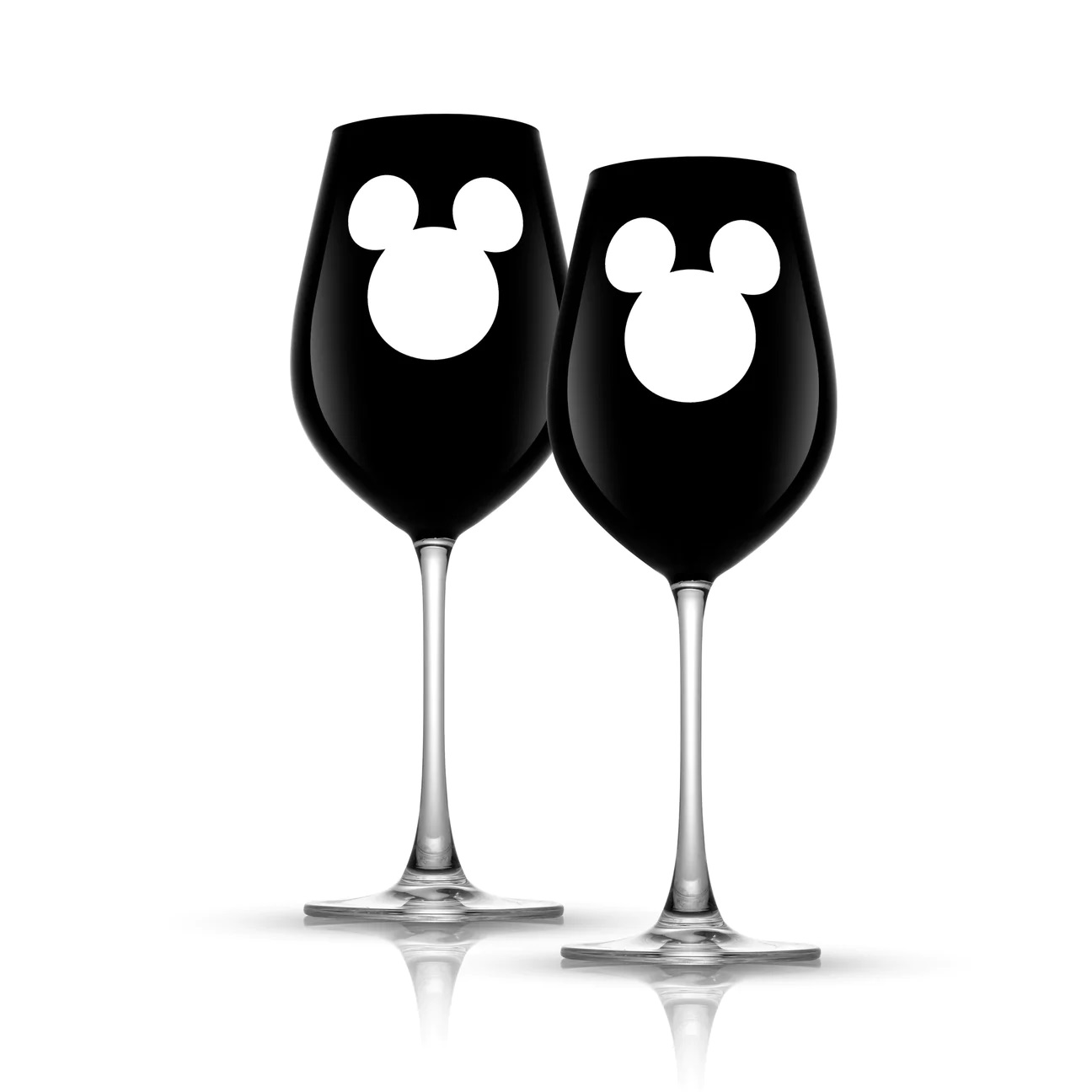 Disney Mickey Mouse 1/2 Clear 1/2 Black Glass