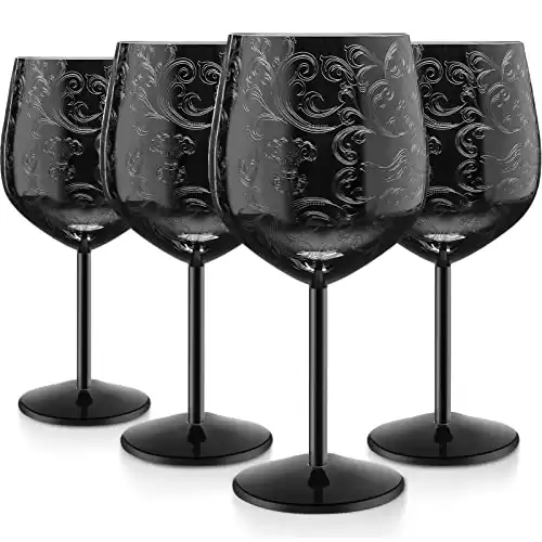 Stainless Steel Wine Glass Black Plated