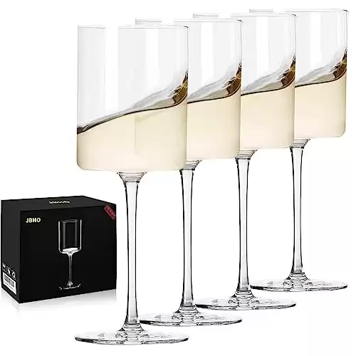 JBHO Large Square White Wine Glasses